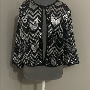 Bob Mackie Black and Silver Wearable Art Jacket